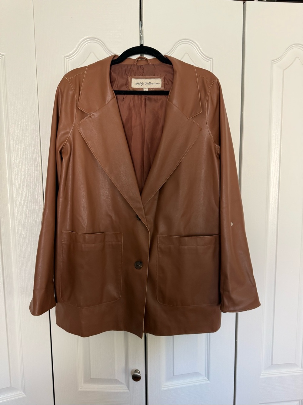Adolfo Dominguez Cognac Leather Blazer Jacket